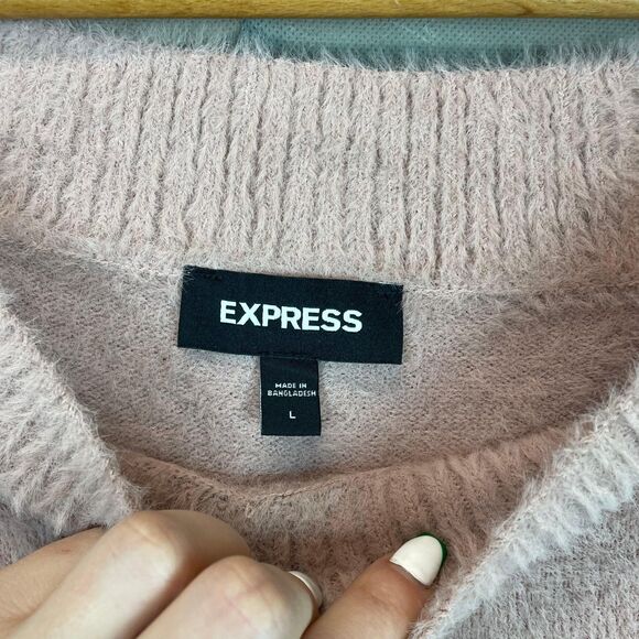 Express Sweater Women’s Large Light Pink Pullover Cozy Top Long Sleeve Casual - Picture 3 of 7